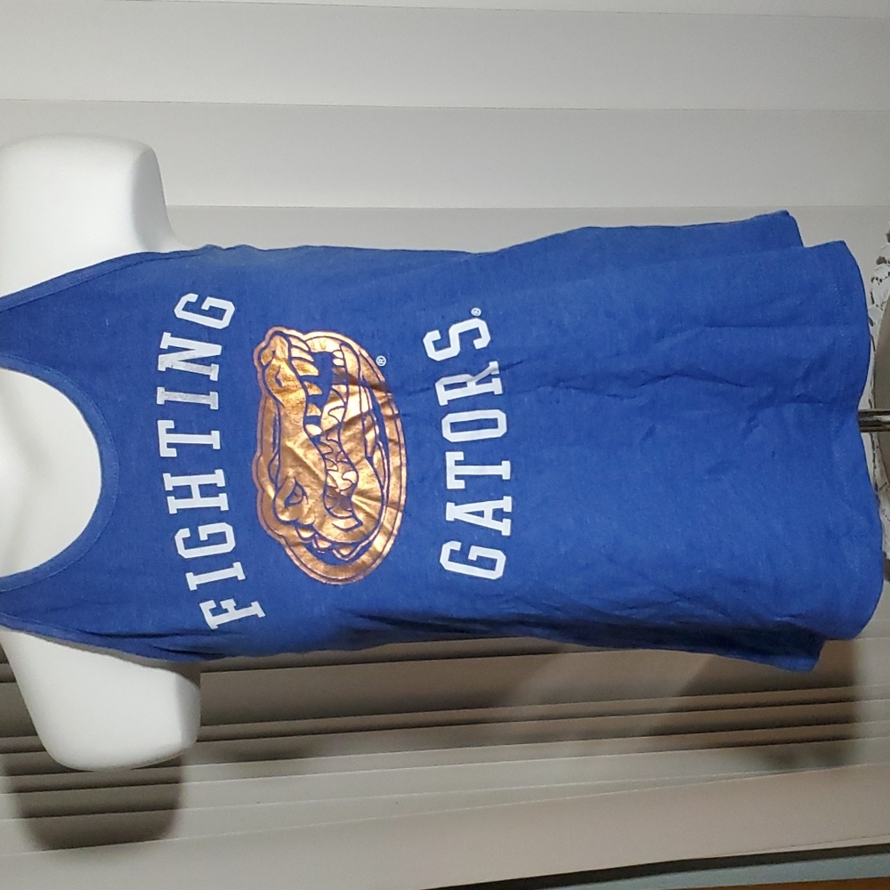 NATIONAL COLLEGIAN Unisex Blue "Fighting Gators" T-Back Tank Top-Bronze Logo-EUC